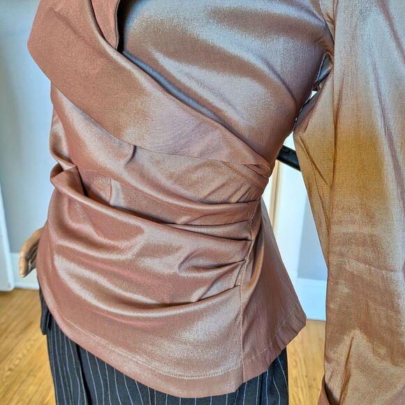 Vintage JS Boutique Metallic Evening Top Oversized Collar Formal Whimsigoth XL - Picture 7 of 9